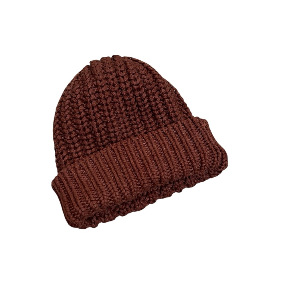 Quincy Mae 0-6m knitted chunky beanie cranberry - Picture 2 of 3
